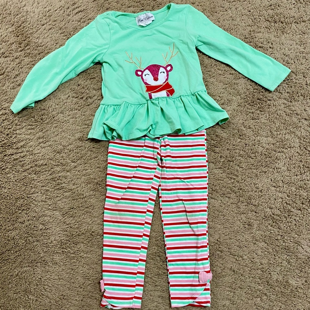 Green and Red Reindeer outfit